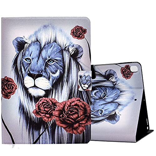 ONETHEFUL hülle Book Cover Etui für Apple iPad 10.2" 2021 2020 2019 / iPad Air 3 10.5" 2019 / iPad PRO 10.5" 2017 Schutzhülle PU Leder Tablet Tasche Case Huelle mit Ständer - Rosenlöwe von ONETHEFUL