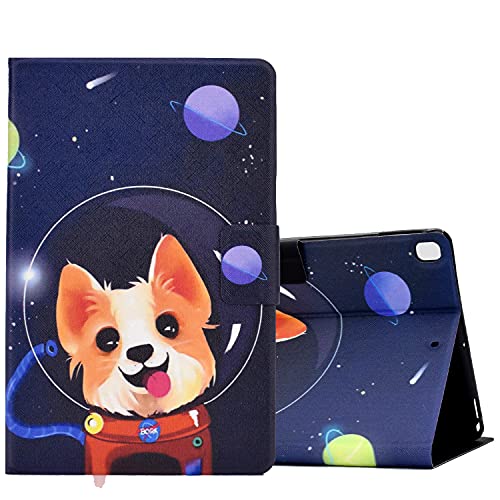ONETHEFUL hülle Book Cover Etui für Apple iPad 10.2" 2021 2020 2019 / iPad Air 3 10.5" 2019 / iPad PRO 10.5" 2017 Schutzhülle PU Leder Tablet Tasche Case Huelle mit Ständer - weltraumhund von ONETHEFUL