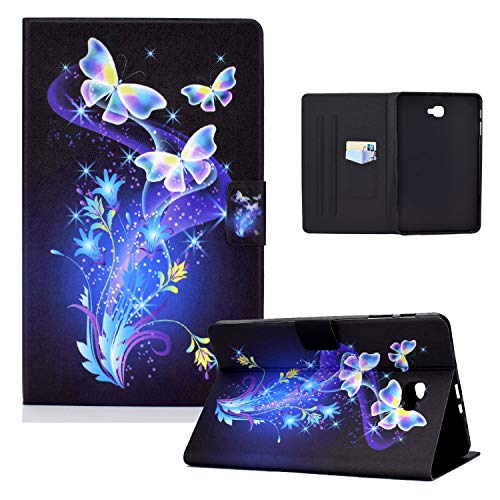 ONETHEFUL hülle Book Cover Etui für Samsung Galaxy Tab A / A6 10.1" 2016 T580 T585 Schutzhülle PU Leder Tablet Tasche Case Huelle mit Ständer - blumenschmetterling von ONETHEFUL