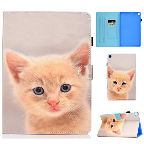 ONETHEFUL hülle Book Cover Etui für Samsung Galaxy Tab A 10.1 2019 T510 T515 Schutzhülle PU Leder Tablet Tasche Case Huelle mit Ständer - gelbe Katze von ONETHEFUL