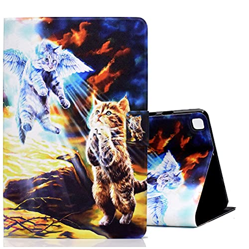 ONETHEFUL hülle Book Cover Etui für Samsung Galaxy Tab S5e 10.5" 2019 T720 T725 Schutzhülle PU Leder Tablet Tasche Case Huelle mit Ständer - Engel Katze von ONETHEFUL