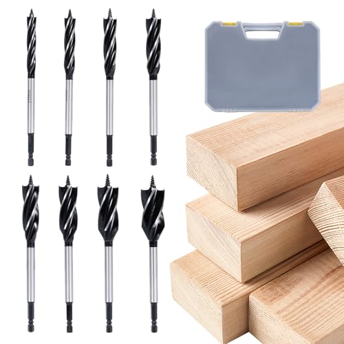 ONEVAN 8tlg Holzbohrer Set, 10/12/14/16/18/20/22/25 mm, Profi Spiralbohrer mit Sechskantschaft, Selbstschneidende Schraube Positionierung, Schlangenbohrer für Holz und Kunststoff ONEVAN 8tlg Holzbohrer Set, 10/12/14/16/18/20/22/25 mm, Profi Spiralbohrer mit Sechskantschaft, Selbstschneidende Schraube Positionierung, Schlangenbohrer für Holz und Kunststoff von ONEVAN
