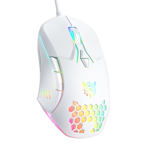 Gaming-Maus, kabelgebunden, PC-Einsteigermaus mit RGB-Hintergrundbeleuchtung und einstellbarer DPI, ergonomische Büro-Laptop-Maus, Computer-Gamer-Maus mit 7 reaktionsschnellen Tasten für von ONIKUMA GAMING