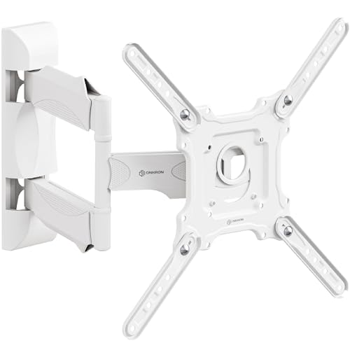 ONKRON TV Wandhalterung schwenkbar für 32-65 Zoll TVs bis zu 35 kg, universal TV Wandhalterung ausziehbar & neigbar max VESA 400x400 Schwenkarm Fernseher/Fernseh Halterung Wand Weiß M4-W von ONKRON