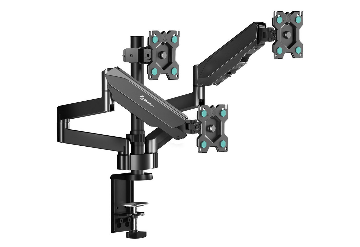 ONKRON Monitor-Halterung ONKRON 13"-32", 8 kg max (x3), VESA 75x75-100x100, G280-B, (bis 32,00 Zoll, Monitor Halterung, Monitor Halterung, Dreiarm, neigbar (35° bis -35° Grad), schwenkbar (bis 180) von ONKRON