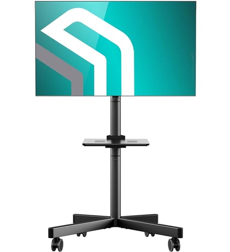 ONKRON TV Ständer rollbar für 23-60 Zoll Bildschirm bis zu 40 kg, Fernsehständer höhenverstellbar VESA 100x100-400x400, mobiler TV Wagen mit Rollen/Fernseher Rollwagen Schwarz TS1137-B von ONKRON