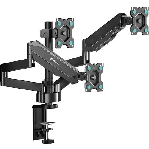 ONKRON Monitor Halterung 3 Monitore für 13-32 Zoll Bildschirme bis zu 8 kg, dreifach Monitorhalterung Tisch 75x75 & 100x100 VESA Monitor Arm 3 Monitore schwenkbar, neigbar, drehbar Schwarz G280-B von ONKRON