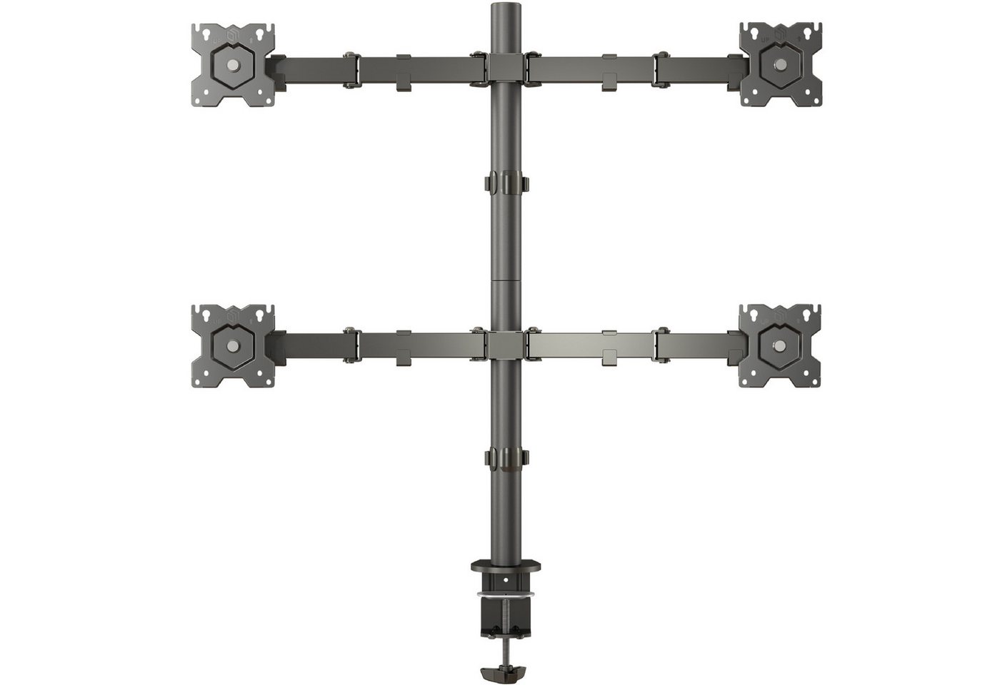 ONKRON ONKRON Monitor Halterung für 4 Monitore 13-32", bis 8 kg je, D421E-B Monitor-Halterung, (bis 32,00 Zoll, 4 Monitore, schwenkbar, neigbar, drehbar, schwarz) von ONKRON