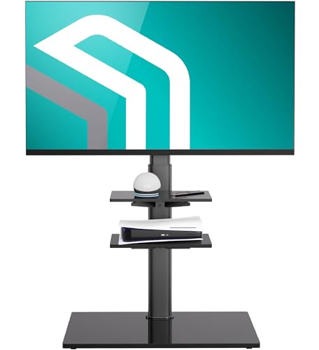 ONKRON TV Bodenständer für 32-65 Zoll TVs bis 30 kg - TV Standfuss schwenkbar, höhenverstellbar max VESA 600x400 Fernseher Ständer mit 2 Ablagen, TV Stativ aus gehärtetem Glas Schwarz TS5550-B ONKRON TV Bodenständer für 32-65 Zoll TVs bis 30 kg - TV Standfuss schwenkbar, höhenverstellbar max VESA 600x400 Fernseher Ständer mit 2 Ablagen, TV Stativ aus gehärtetem Glas Schwarz TS5550-B von ONKRON