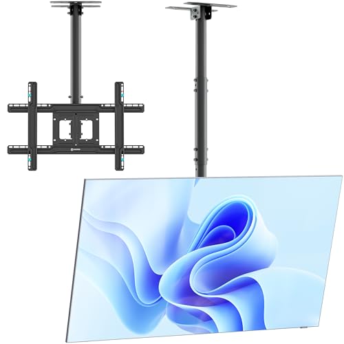 ONKRON TV Deckenhalterung für 32-80 Zoll TVs bis zu 68 kg, Wand & Decken TV Halterung höhenverstellbar, VESA 100x100-600x400, Fernseher Deckenhalterung schwenkbar, neigbar Schwarz N1L-B von ONKRON