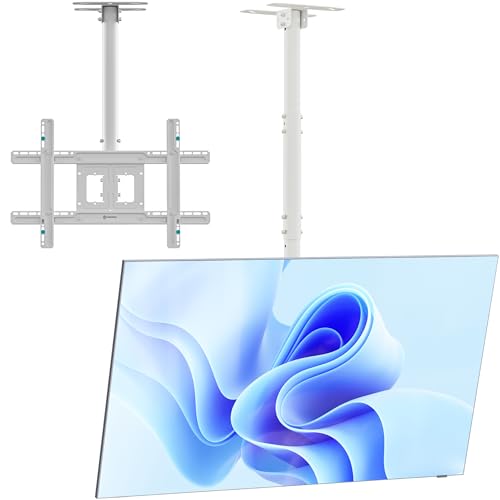 ONKRON Deckenhalterung Fernseher für 32-80 Zoll TVs bis 68 kg, TV Deckenhalterung höhenverstellbar max VESA 600x400 Fernsehhalterung Decke schwenkbar & neigbar/Decken TV Halterung Weiß N1L-W von ONKRON