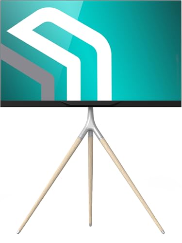 ONKRON TV Ständer höhenverstellbar, TV Staffelei für 32" - 65" Ständer Fernseher bis zu 35 kg - Standfuss TV Ständer Holz mit max VESA 400x400 - Fernseher Standfuss/TV Ständer Weiß TS1220-W von ONKRON