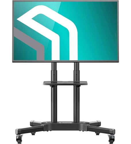 ONKRON TV Ständer rollbar für 32-65 Zoll TV bis zu 50 kg, Fernsehständer höhenverstellbar max 600x400 VESA - Universal Standfuß TV/TV Rollwagen Fernseher Ständer mit Rollen Schwarz TS1351-B von ONKRON