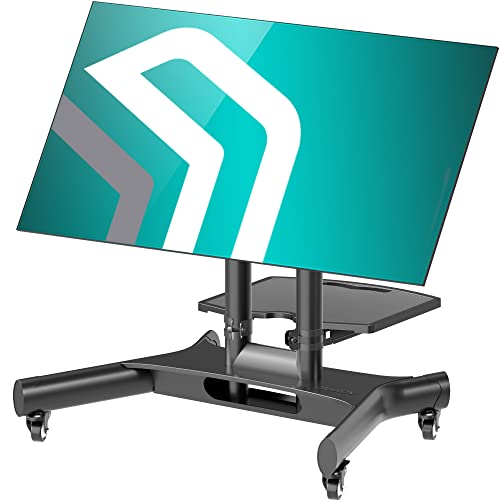 ONKRON TV Ständer rollbar für 32-70 Zoll TVs bis zu 45 kg, TV Standfuss höhenverstellbar, neigbar max VESA 600x400 Fernseher Rollwagen, mobiler TV Wagen mit Rollen Schwarz TS1350-B von ONKRON