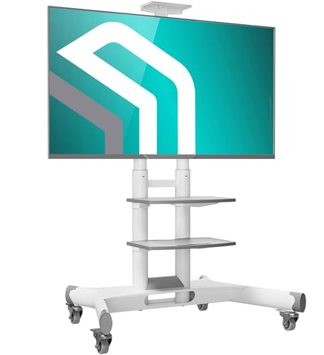 ONKRON TV Ständer rollbar für 40-70 Zoll TVs bis zu 45,5 kg, professioneller TV Standfuss höhenverstellbar max VESA 600x400 Fernseher Rollwagen, TV Wagen mit Rollen & 2 Ablagen Weiß TS1552-W ONKRON TV Ständer rollbar für 40-70 Zoll TVs bis zu 45,5 kg, professioneller TV Standfuss höhenverstellbar max VESA 600x400 Fernseher Rollwagen, TV Wagen mit Rollen & 2 Ablagen Weiß TS1552-W von ONKRON