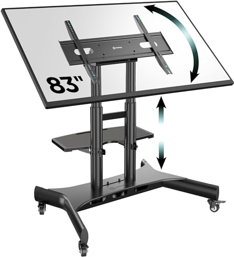 ONKRON TV Ständer rollbar für 50-83 Zoll TVs bis zu 70 kg, TV Standfuss höhenverstellbar, neigbar max VESA 800x500 Fernseher Rollwagen, mobiler TV Wagen mit Rollen Schwarz TS1380-B ONKRON TV Ständer rollbar für 50-83 Zoll TVs bis zu 70 kg, TV Standfuss höhenverstellbar, neigbar max VESA 800x500 Fernseher Rollwagen, mobiler TV Wagen mit Rollen Schwarz TS1380-B von ONKRON