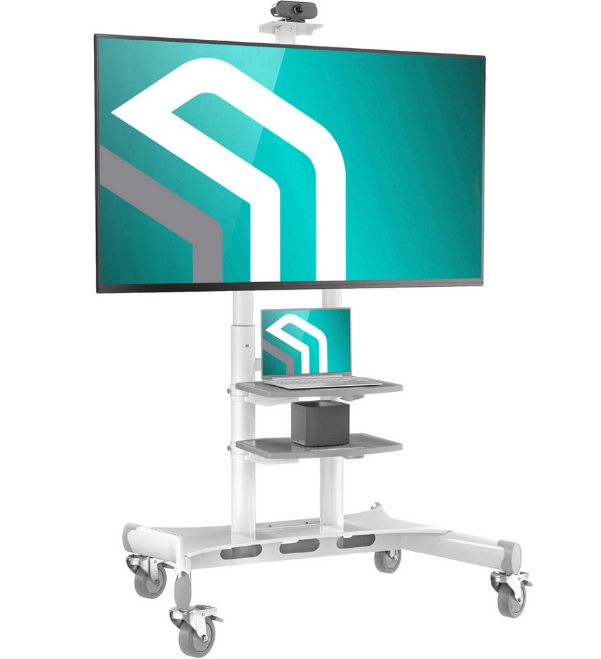 ONKRON TV Standfuss mit Rollen (TS1881-WHT) TV-Ständer, (bis 86,00 Zoll, TV Ständer, 1-tlg., TV Ständer, höhenverstellbar, rollbar, VESA 200x300-800x500 mm, bis 90,9 kg) von ONKRON