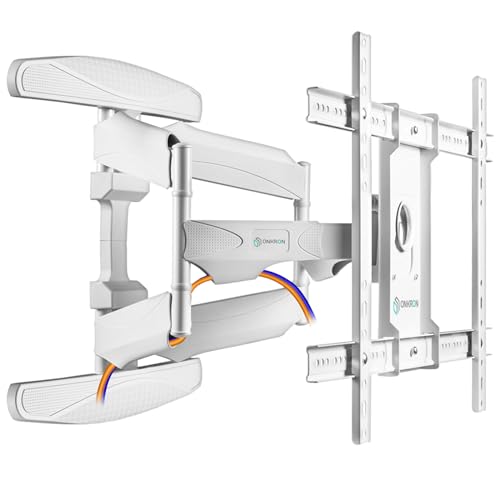 ONKRON TV Wandhalterung schwenkbar für 40-75 Zoll TVs bis zu 45.5 kg, universal TV Wandhalterung ausziehbar & neigbar 200x100-600x400 VESA TV Halterung Wand/Schwenkarm Fernseher Weiß M6L-W von ONKRON