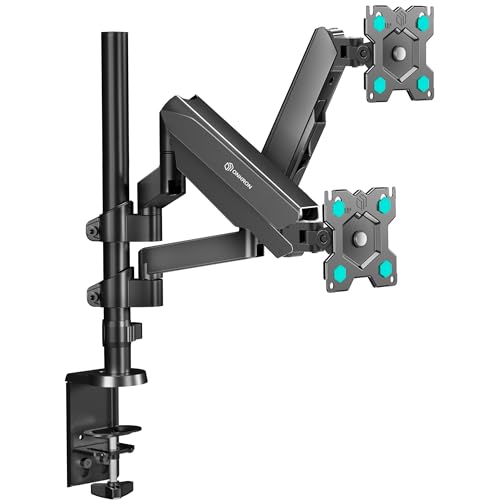 ONKRON Tischhalterung für 2 Monitore 13-32 Zoll bis zu 8 kg pro Arm, Doppel Monitorhalterung 2 Monitore Vertikal 75x75-100x100 VESA Tischhalterung Monitor Schwenkarm neigbar drehbar Schwarz G140 von ONKRON