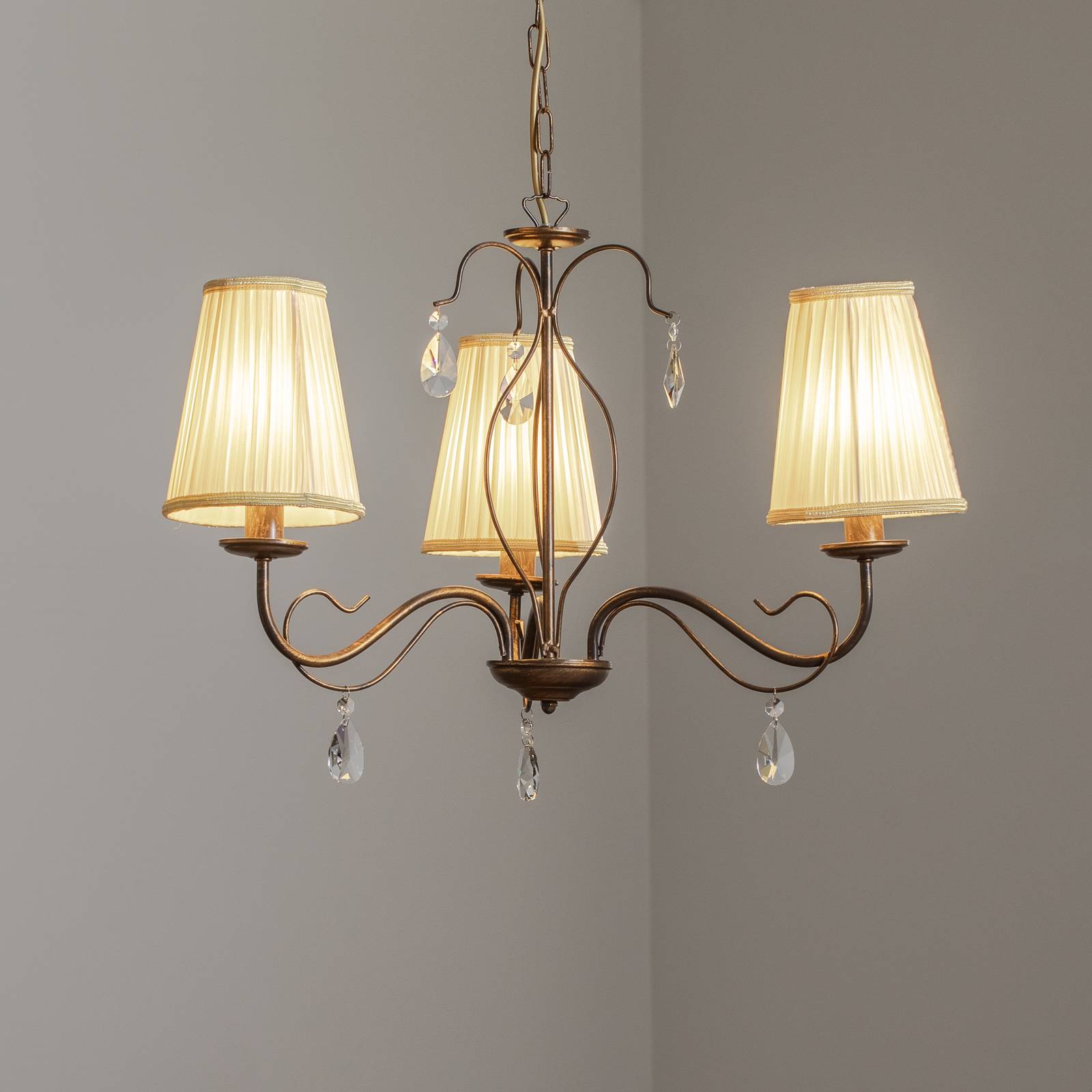 Kronleuchter Delia, bronzefarben, 3-flammig, Ø 60 cm Kronleuchter Delia, bronzefarben, 3-flammig, Ø 60 cm von ONLI