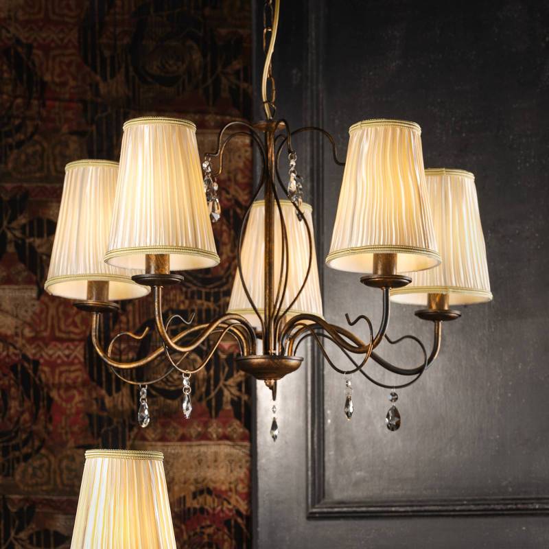 Kronleuchter Delia, bronzefarben, 5-flammig, Ø 68 cm von ONLI