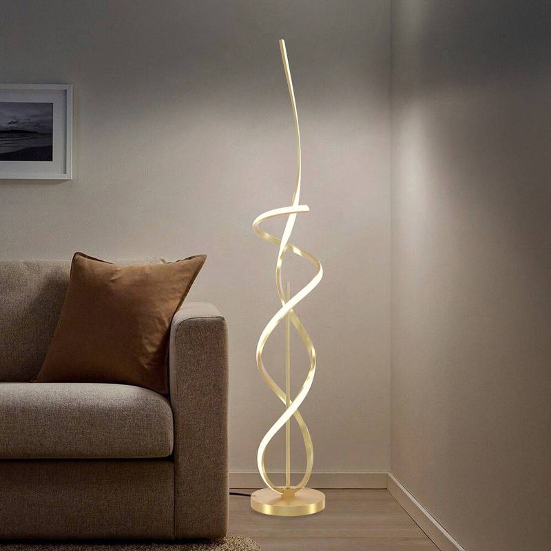 LED-Stehleuchte Kira, Höhe 140 cm, goldfarben, Metall, 4000K von ONLI