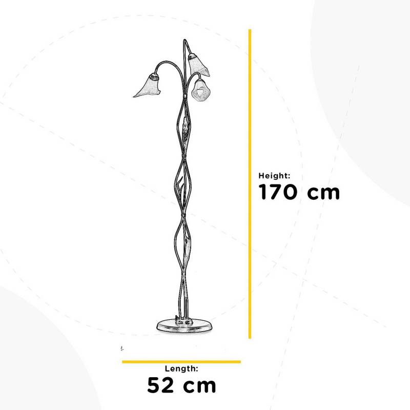 Stehleuchte Alga, 3-flammig, Eisen, Glas, Florentiner von ONLI