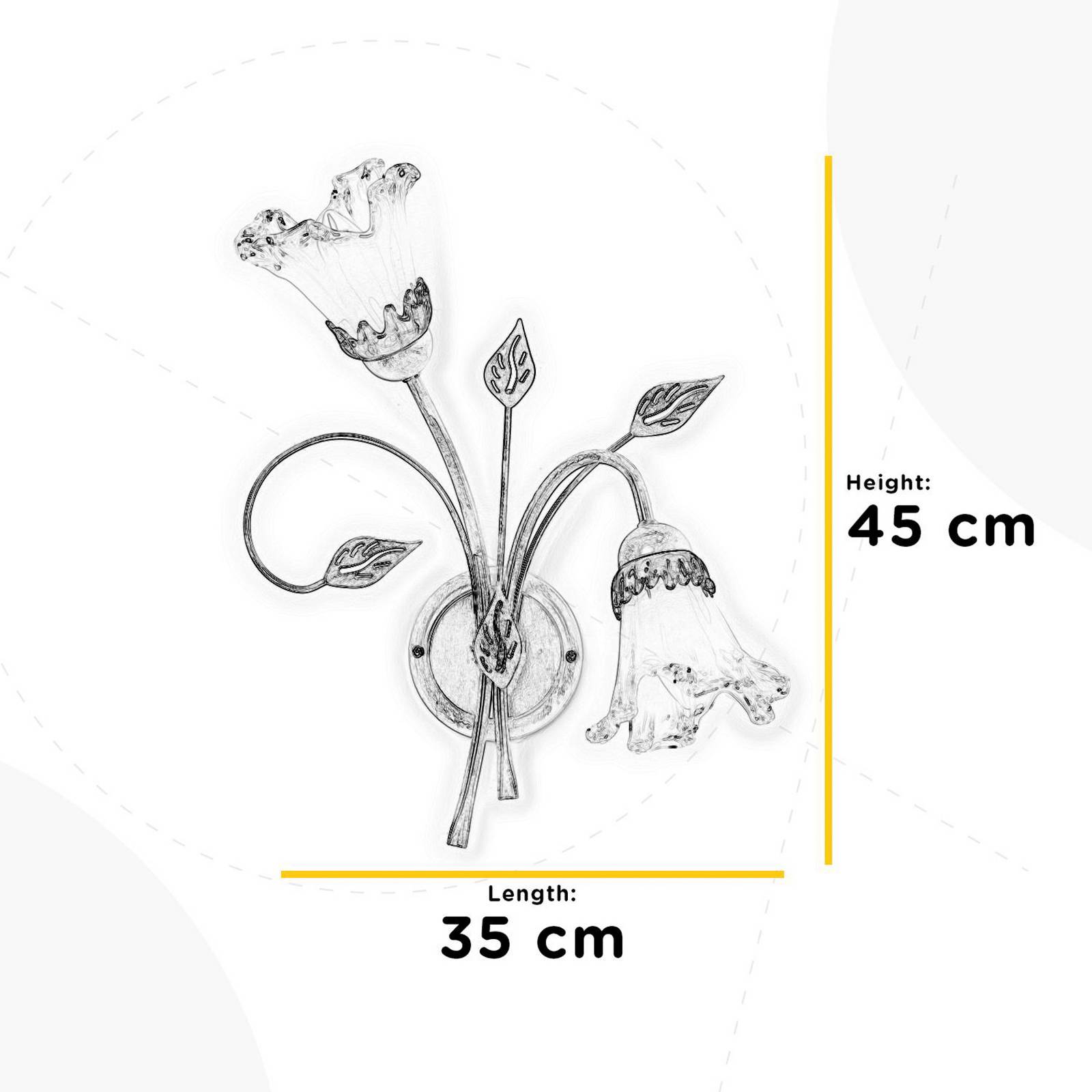Wandleuchte Lancia, elfenbeinfarben, 2-flammig, Eisen, Glas Wandleuchte Lancia, elfenbeinfarben, 2-flammig, Eisen, Glas von ONLI