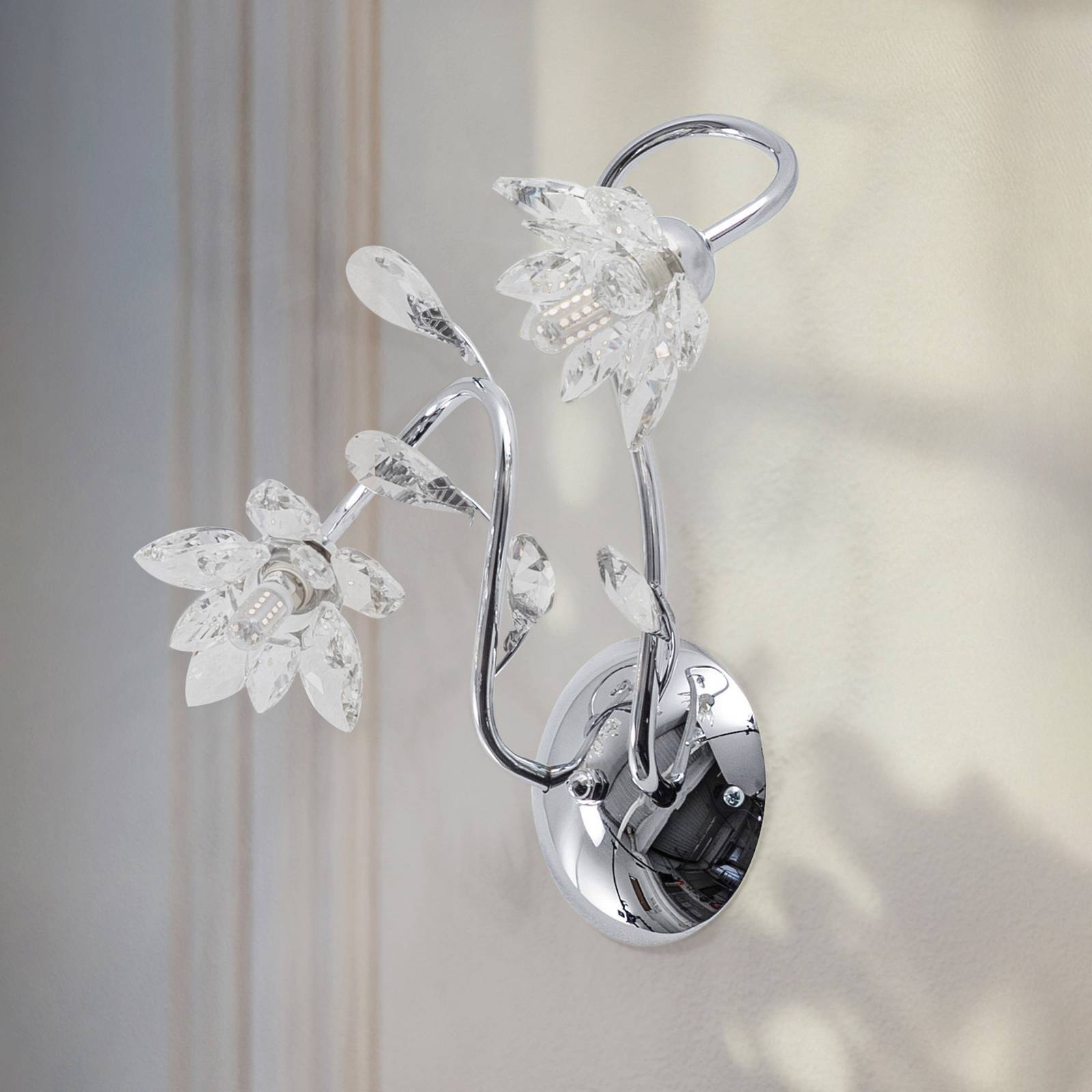 Wandleuchte Ninfea in Chrom mit Kristallblüten Wandleuchte Ninfea in Chrom mit Kristallblüten von ONLI