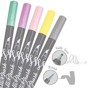 ONLINE® Calli.Brush Double Pastel Brush-Pens farbsortiert, 5 St. von ONLINE®