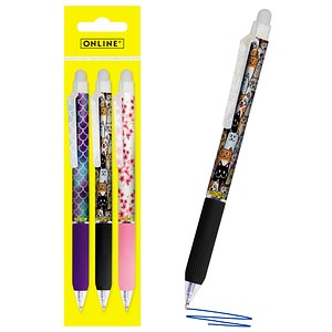 ONLINE® magiXX Design Girls Gelschreiber lila, rosa, schwarz 0,7 mm, Schreibfarbe: blau, 3 St. von ONLINE®
