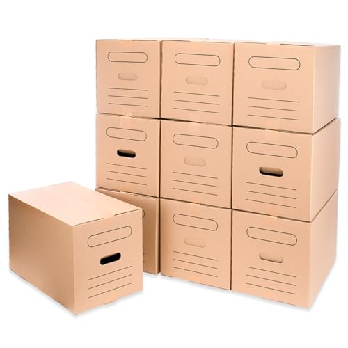 Only Boxes, AMA600, Packung mit 10 Kartons, Aufbewahrungsboxen, mit Griffen für einfache Handhabung, Maße 50 x 30 x 30 cm, Karton-Doppelkanal, sehr robust, 100% umweltfreundlich von ONLY BOXES