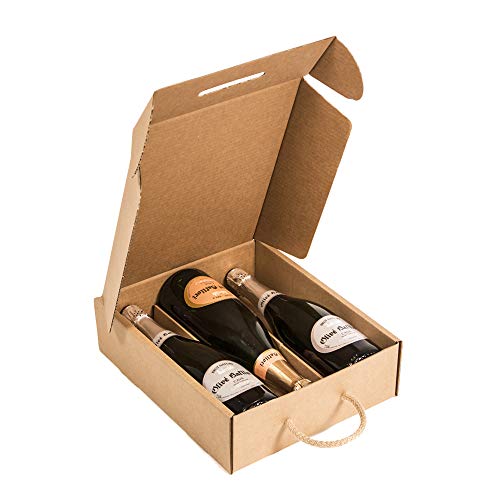 Only Boxes, Schachtel für 3 Flaschen, Karton für Sekt oder Champagner, Schachtel in Kraftfarbe, 4 Stück von ONLY BOXES