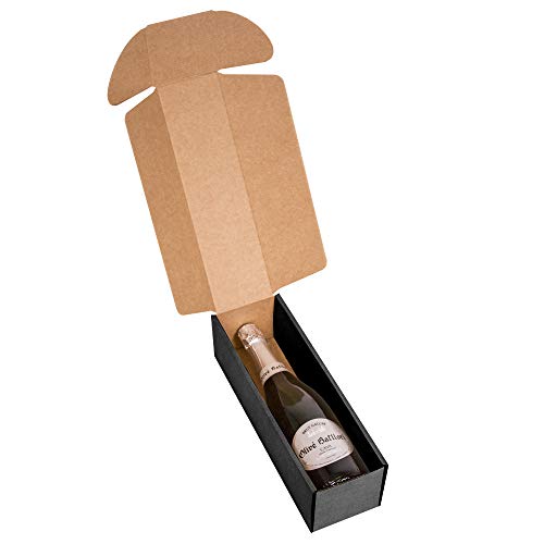 Packung mit 4 Geschenk-Etuis mit 1 Flaschen, Karton für Cava oder Champagner, Schwarz, Geschenkkarton von ONLY BOXES