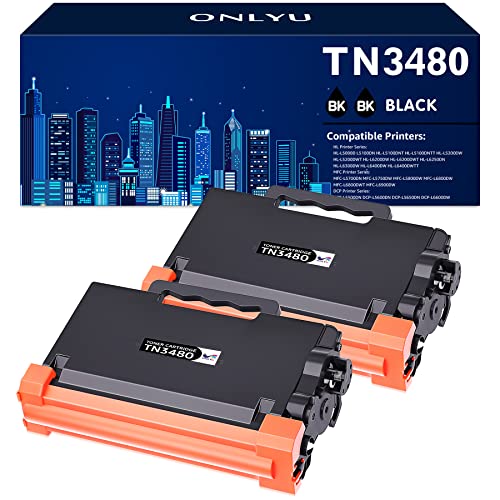 ONLYU TN3480 TN3430 Kompatibel Brother HL-L5100DN Toner Brother MFC-L5750DW Toner Brother TN-3480 TN-3430 Brother 3480 Toner Brother TN 3480 Kompatibel für Brother MFC-L5700DW HL-L5200DW(2 Schwarz) von ONLYU