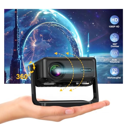 Beamer【Elektrischer Fokus & Auto Keystone & 360°Drehbar】 Mini Beamer, WiFi6 Bluetooth5.2 Projektor, 1080P HD Beamer Klein Heimkino, ONOAYO Beamer Handy mit Leisem Verstellbarem Ständer und 70% Zoom Beamer【Elektrischer Fokus & Auto Keystone & 360°Drehbar】 Mini Beamer, WiFi6 Bluetooth5.2 Projektor, 1080P HD Beamer Klein Heimkino, ONOAYO Beamer Handy mit Leisem Verstellbarem Ständer und 70% Zoom von ONOAYO