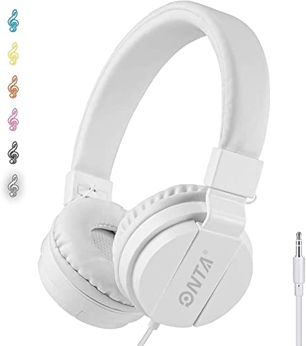 ONTA® Kopfhörer Kinder Faltbarer Leichte Headsets für Kinder On Ear Audio Kopfhörer für Kinder Handys Smartphones iPhone Laptop Computer mp3/4 Kinder Kopfhörer- weiß von ONTA