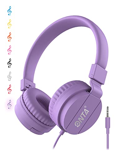 ONTA® Kopfhörer Kinder Faltbarer Leichte Headsets für Kinder On Ear Audio Kopfhörer für Kinder Handys Smartphones iPhone Laptop Computer mp3 / 4 Kinder Kopfhörer (Violett) von ONTA