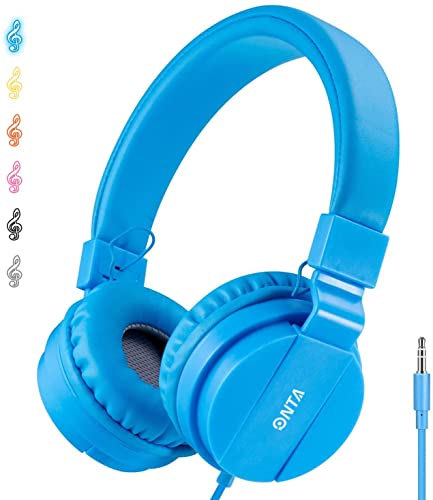 ONTA® Kopfhörer Kinder Faltbarer Leichte Headsets für Kinder On Ear Audio Kopfhörer für Kinder Handys Smartphones iPhone Laptop Computer mp3 / 4 Kinder Kopfhörer - Blau von ONTA