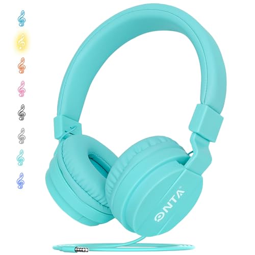 ONTA® Kopfhörer Kinder Faltbarer Leichte Headsets für Kinder On Ear Audio Kopfhörer für Kinder Handys Smartphones iPhone Laptop Computer mp3 / 4 Kinder Kopfhörer - Minzgrün von ONTA