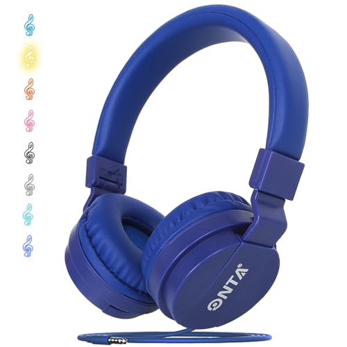 ONTA® Kopfhörer Kinder Faltbarer Leichte Headsets für Kinder On Ear Audio Kopfhörer für Kinder Handys Smartphones iPhone Laptop Computer mp3 / 4 Kinder Kopfhörer - Navy Blau von ONTA