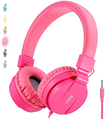 ONTA® Kopfhörer Kinder Faltbarer Leichte Headsets für Kinder On Ear Audio Kopfhörer für Kinder Handys Smartphones iPhone Laptop Computer mp3 / 4 Kinder Kopfhörer - Rosa von ONTA