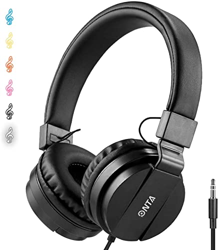 ONTA® Kopfhörer Kinder Faltbarer Leichte Headsets für Kinder On Ear Audio Kopfhörer für Kinder Handys Smartphones iPhone Laptop Computer mp3 / 4 Kinder Kopfhörer - Schwarz von ONTA