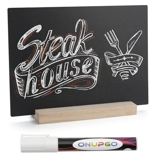 ONUPGO 21 x 30,5 cm (A4 size) Tisch-Kreidetafel-Schild mit Basisständer, Menü-Kreidetafel-Schild, Lebensmittelschilder, Nachrichtentafeln für Party, Hochzeit, Tischdekoration, Bar und Restaurant von ONUPGO