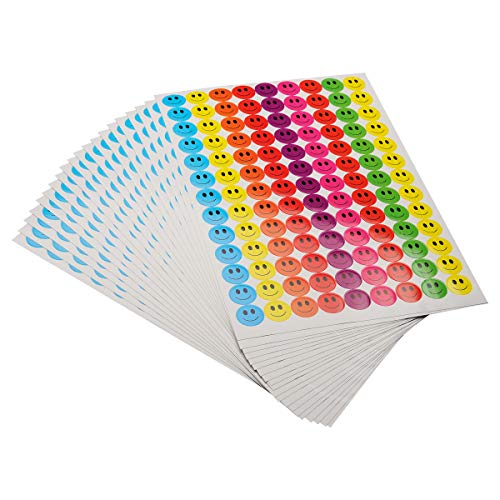 ONUPGO 2340 Happy Face Incentive-Aufklebern Kreis-Punkte-Etiketten, 19 mm runder Verhaltensaufkleber Kreis-Lehrer-Etiketten, ideal für Lehrer, Eltern, Kunsthandwerk, Belohnungskarten von ONUPGO