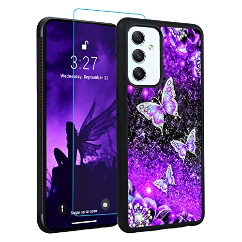 OOK Designs for Samsung Galaxy A34 Case Glitter Purple Butterfly Nebula Space Design Hard PC+Soft TPU Bumper Anti-Rutsch Ultra Thin Cover Protective Shockproof Case for Galaxy A34 von OOK