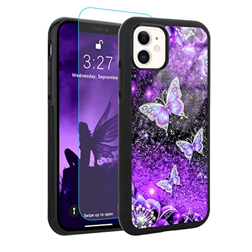 OOK Designs for iPhone 11 Case Glitter Purple Butterfly Nebula Space Design Hard PC + Soft TPU Bumper Anti-Slip Ultra Thin Cover Protective Shockproof Case for iPhone 11 von OOK