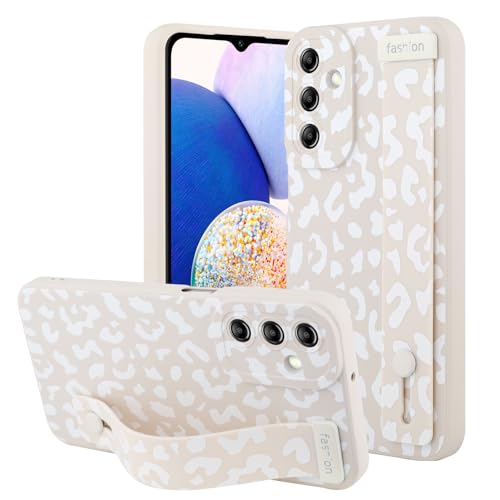 OOK Kompatibel mit Samsung Galaxy A14 5G Leopard Hülle mit Handschlaufe, Weiß Leopard TPU Stoßfest Schutz Slim Cover mit Kameraschutz für Frauen Mädchen OOK Kompatibel mit Samsung Galaxy A14 5G Leopard Hülle mit Handschlaufe, Weiß Leopard TPU Stoßfest Schutz Slim Cover mit Kameraschutz für Frauen Mädchen von OOK