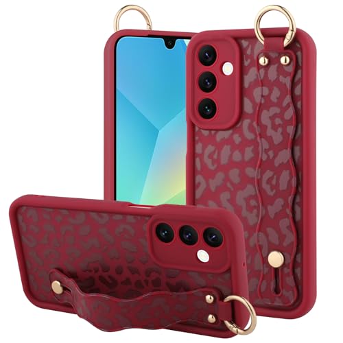 OOK Kompatibel mit Samsung Galaxy A16 5G Leopard Hülle mit Handschlaufe, Weinrot Leopard TPU Stoßfest Schutz Slim Cover mit Kameraschutz für Frauen Mädchen für 6,5 Zoll OOK Kompatibel mit Samsung Galaxy A16 5G Leopard Hülle mit Handschlaufe, Weinrot Leopard TPU Stoßfest Schutz Slim Cover mit Kameraschutz für Frauen Mädchen für 6,5 Zoll von OOK
