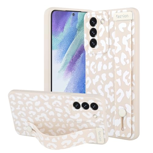 OOK Kompatibel mit Samsung Galaxy S21FE 5G Leopard Hülle mit Handschlaufe, Weiß Leopard TPU Stoßfest Schutz Slim Cover mit Kameraschutz für Frauen Mädchen OOK Kompatibel mit Samsung Galaxy S21FE 5G Leopard Hülle mit Handschlaufe, Weiß Leopard TPU Stoßfest Schutz Slim Cover mit Kameraschutz für Frauen Mädchen von OOK